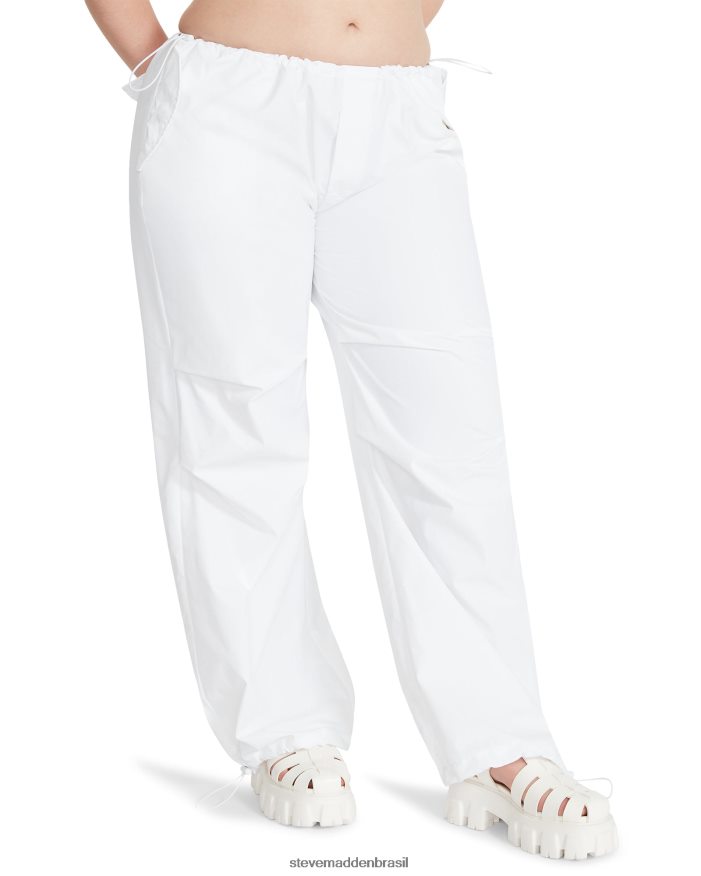 vestindo branco mulheres Steve Madden calça de pára-quedas pia ZTFPZH660