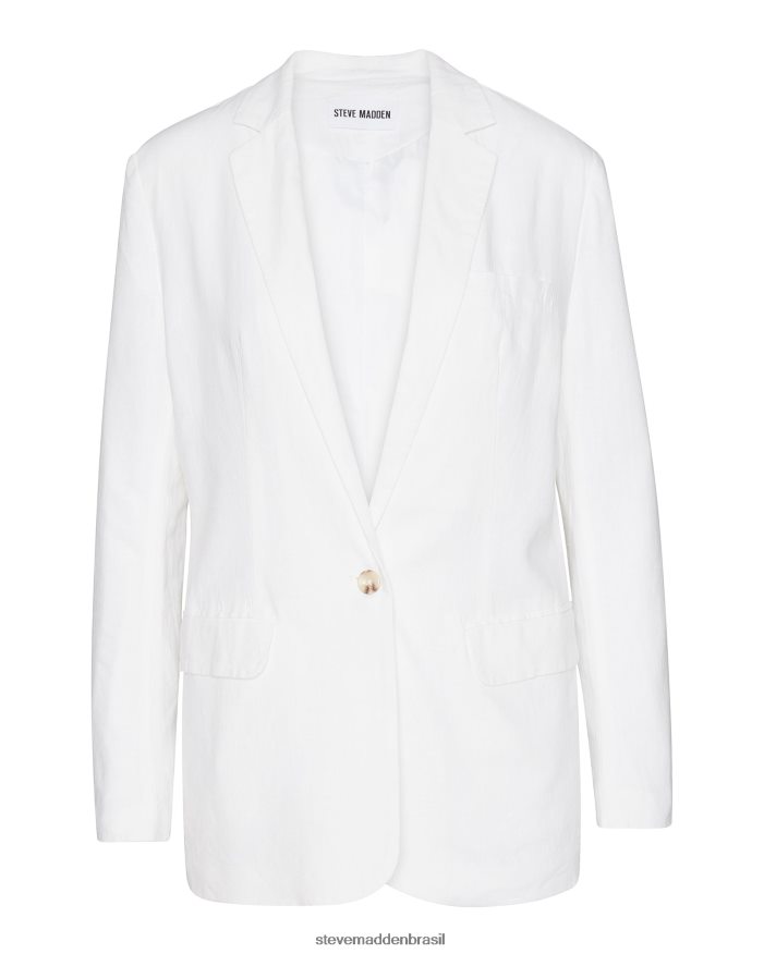 vestindo branco mulheres Steve Madden blazer de linho na borda ZTFPZH574