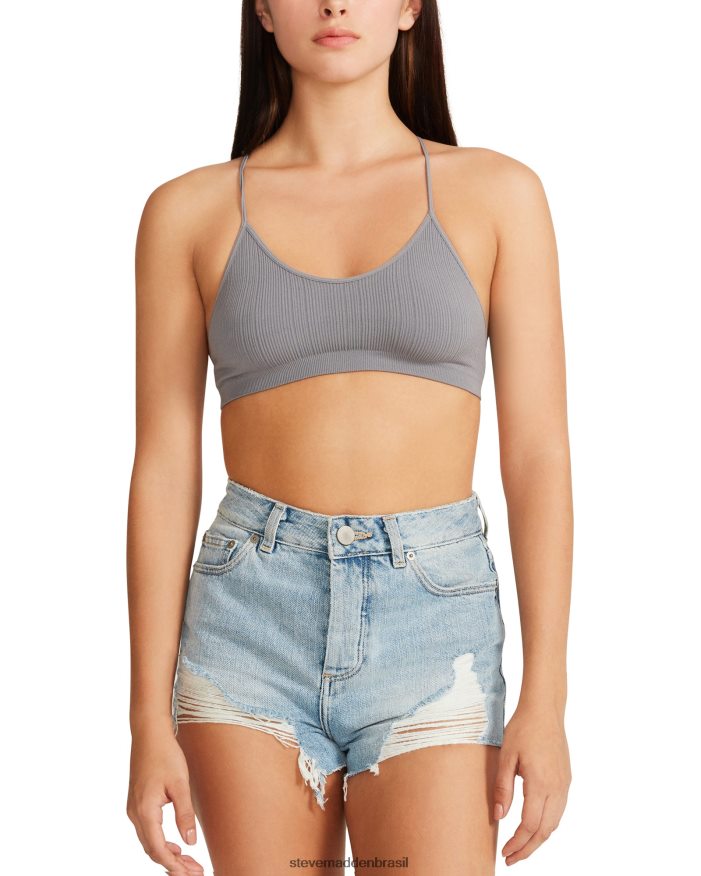 vestindo cinza mulheres Steve Madden o bralette de malha ella ZTFPZH799