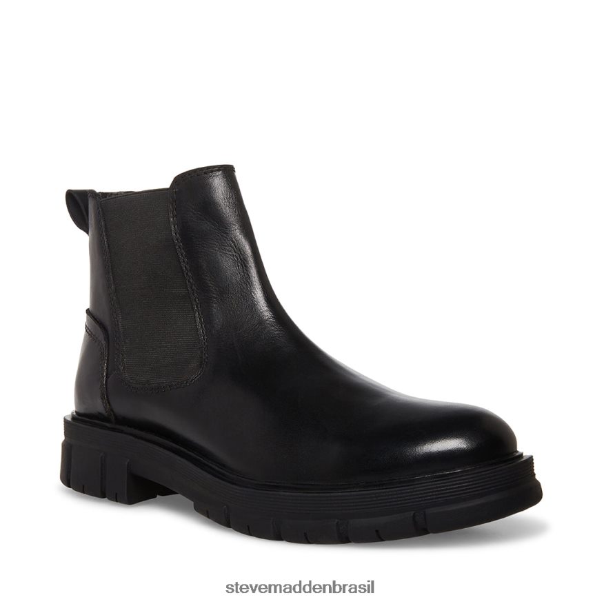 calçados couro preto homens Steve Madden Adônis ZTFPZH969