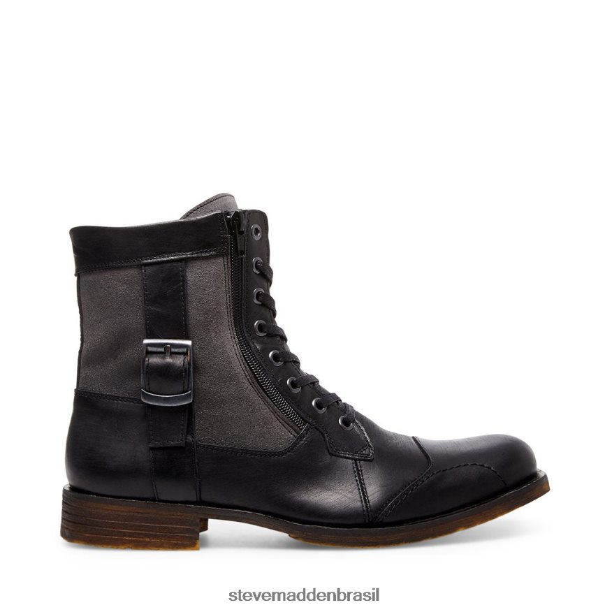 calçados couro preto homens Steve Madden desviar ZTFPZH979