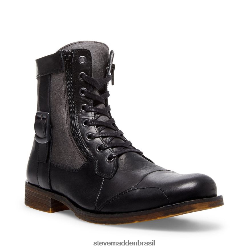 calçados couro preto homens Steve Madden desviar ZTFPZH979