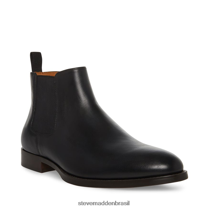 calçados couro preto homens Steve Madden ágata ZTFPZH949