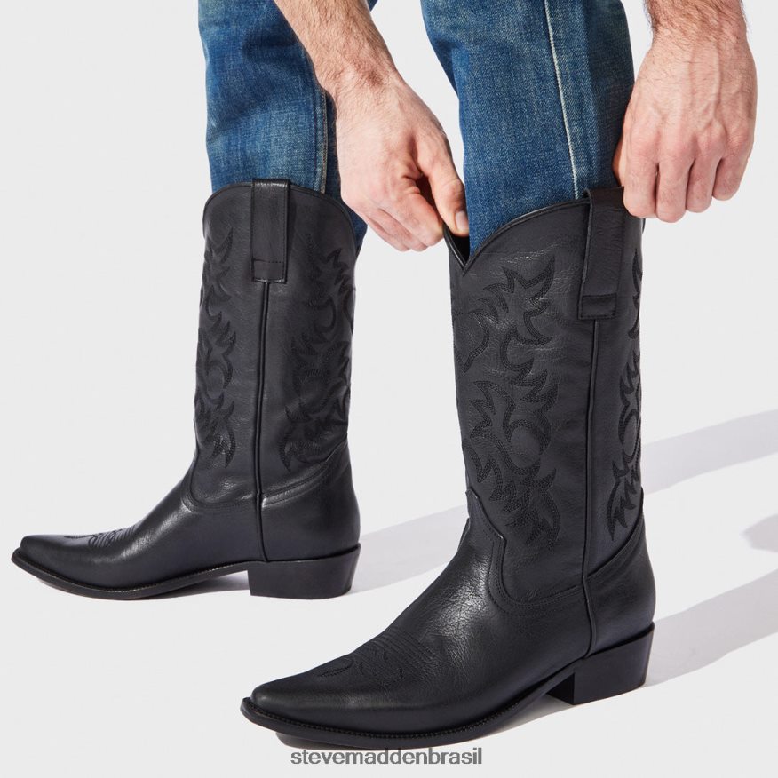 calçados couro preto homens Steve Madden rey ZTFPZH943