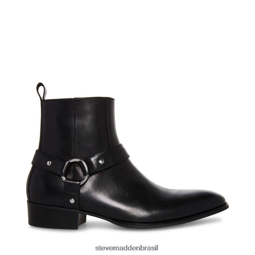 calçados couro preto homens Steve Madden traço ZTFPZH932