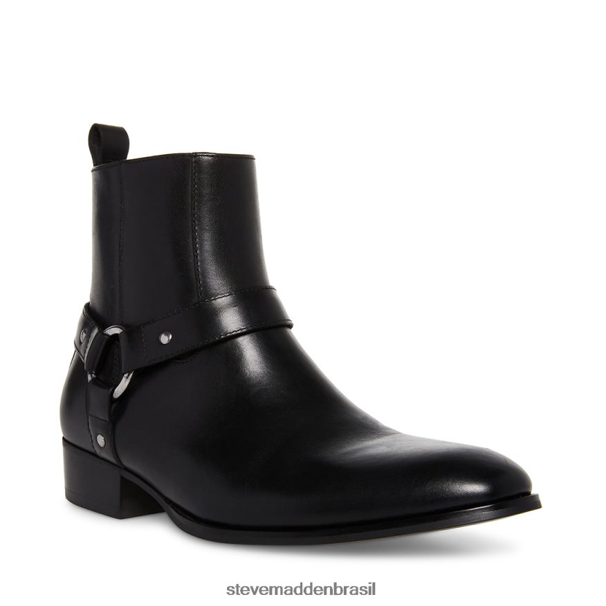 calçados couro preto homens Steve Madden traço ZTFPZH932