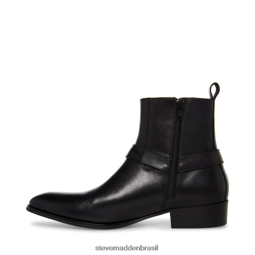 calçados couro preto homens Steve Madden traço ZTFPZH932