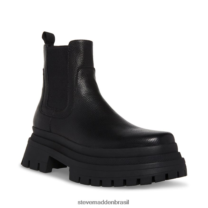 calçados couro preto homens Steve Madden zap ZTFPZH931