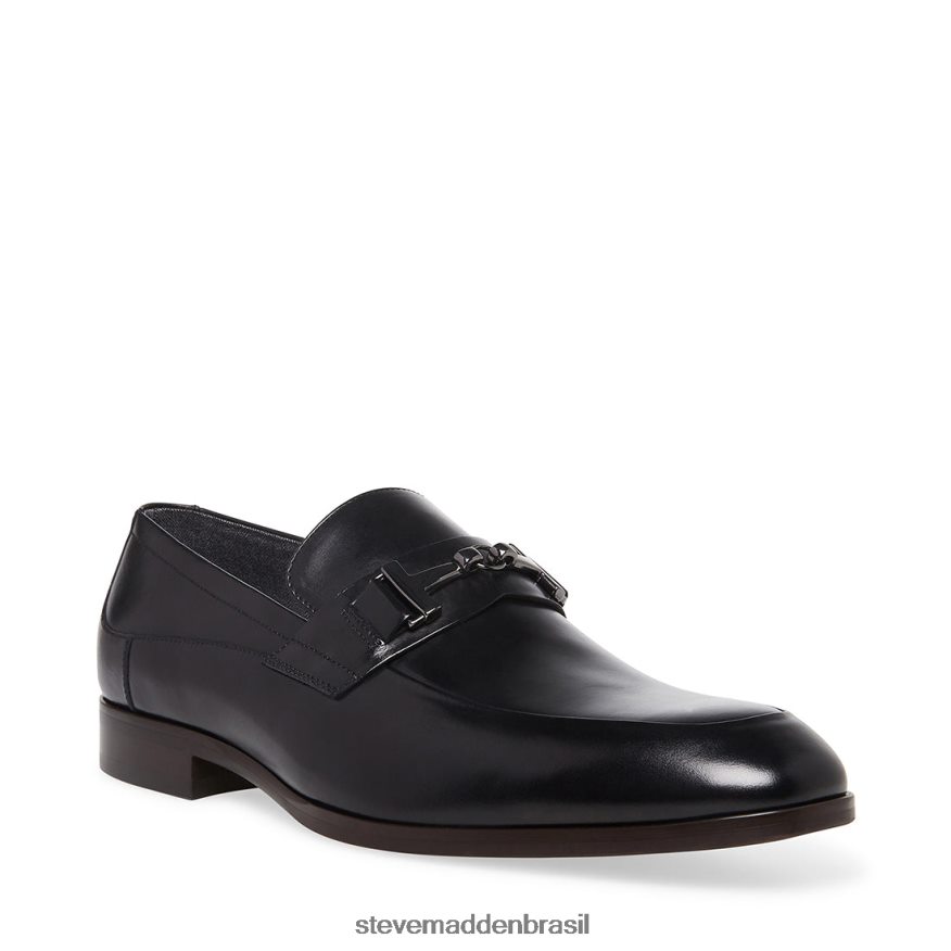 calçados couro preto homens Steve Madden valão ZTFPZH992