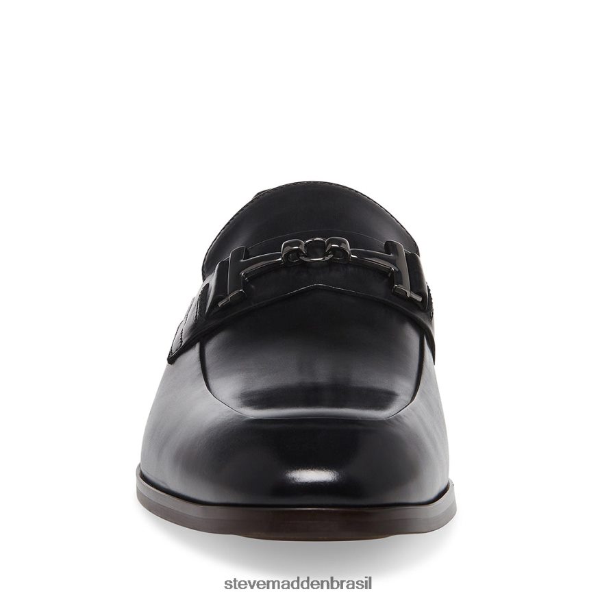 calçados couro preto homens Steve Madden valão ZTFPZH992