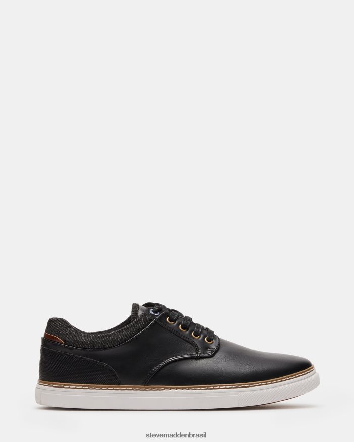 calçados couro preto homens Steve Madden ravina ZTFPZH902