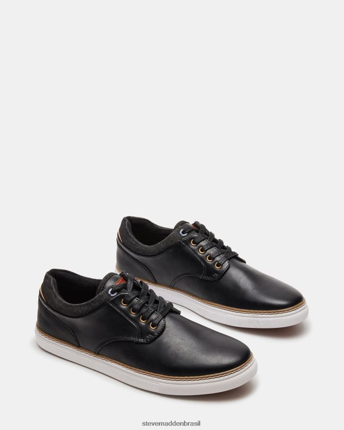 calçados couro preto homens Steve Madden ravina ZTFPZH902