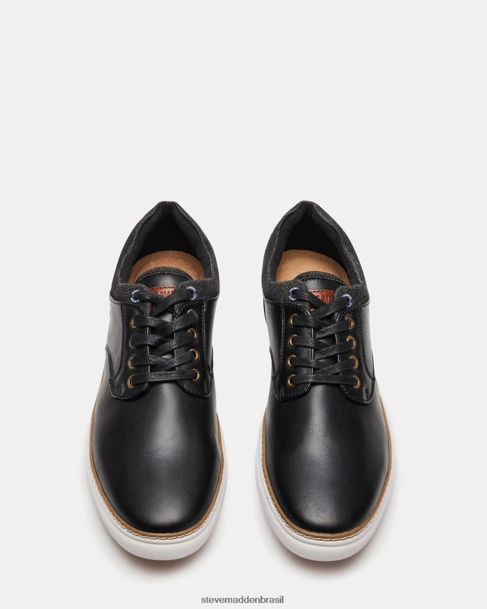 calçados couro preto homens Steve Madden ravina ZTFPZH902