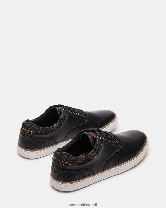 calçados couro preto homens Steve Madden ravina ZTFPZH902