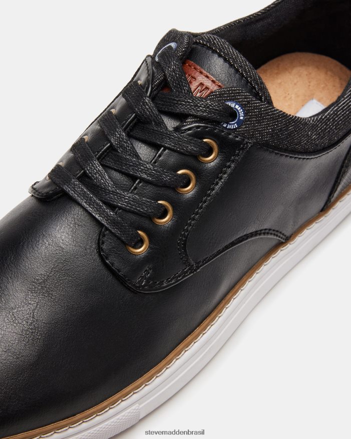 calçados couro preto homens Steve Madden ravina ZTFPZH902