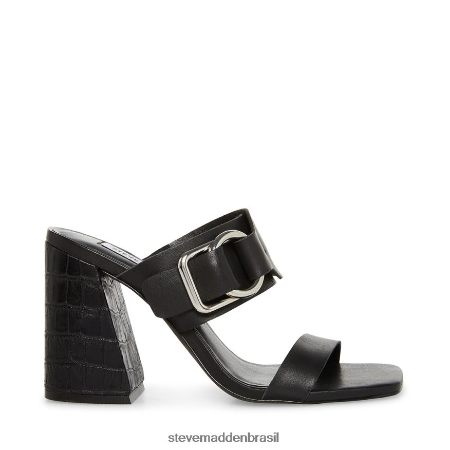 calçados couro preto mulheres Steve Madden leda ZTFPZH528