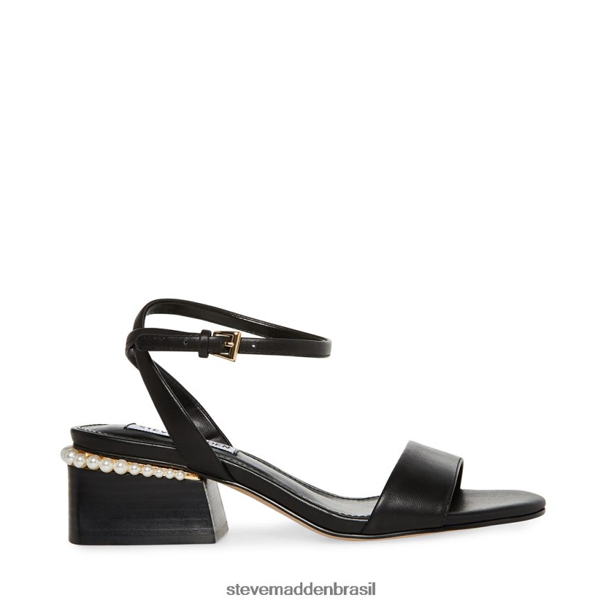 calçados couro preto mulheres Steve Madden nora ZTFPZH134