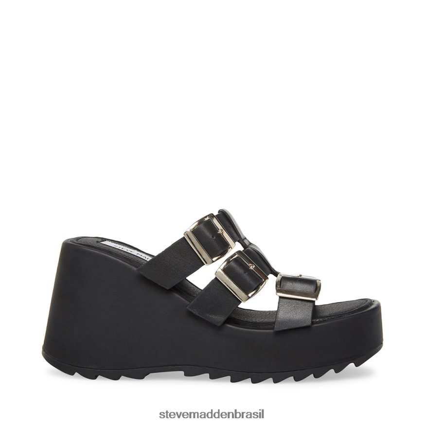 calçados couro preto mulheres Steve Madden perfurar ZTFPZH207