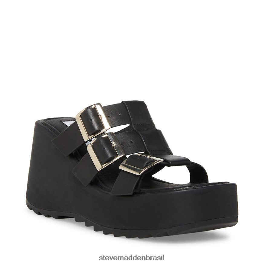 calçados couro preto mulheres Steve Madden perfurar ZTFPZH207