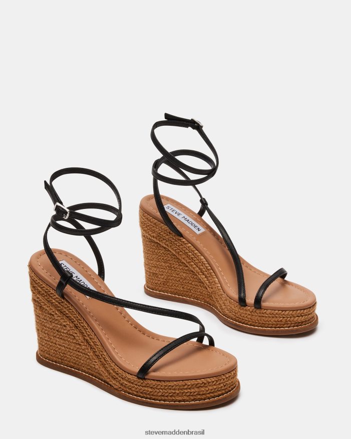 calçados couro preto mulheres Steve Madden verão ZTFPZH90