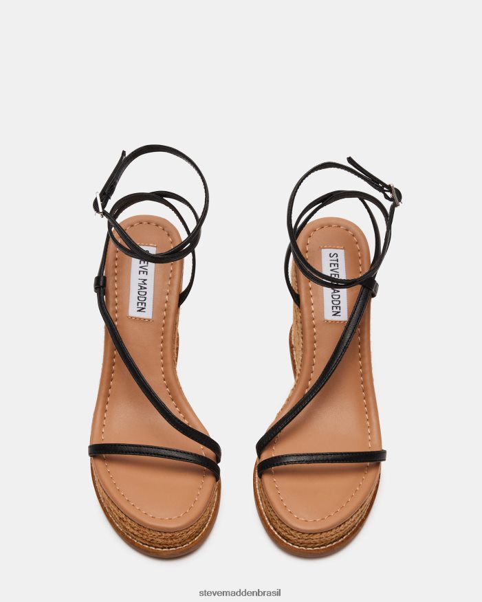 calçados couro preto mulheres Steve Madden verão ZTFPZH90